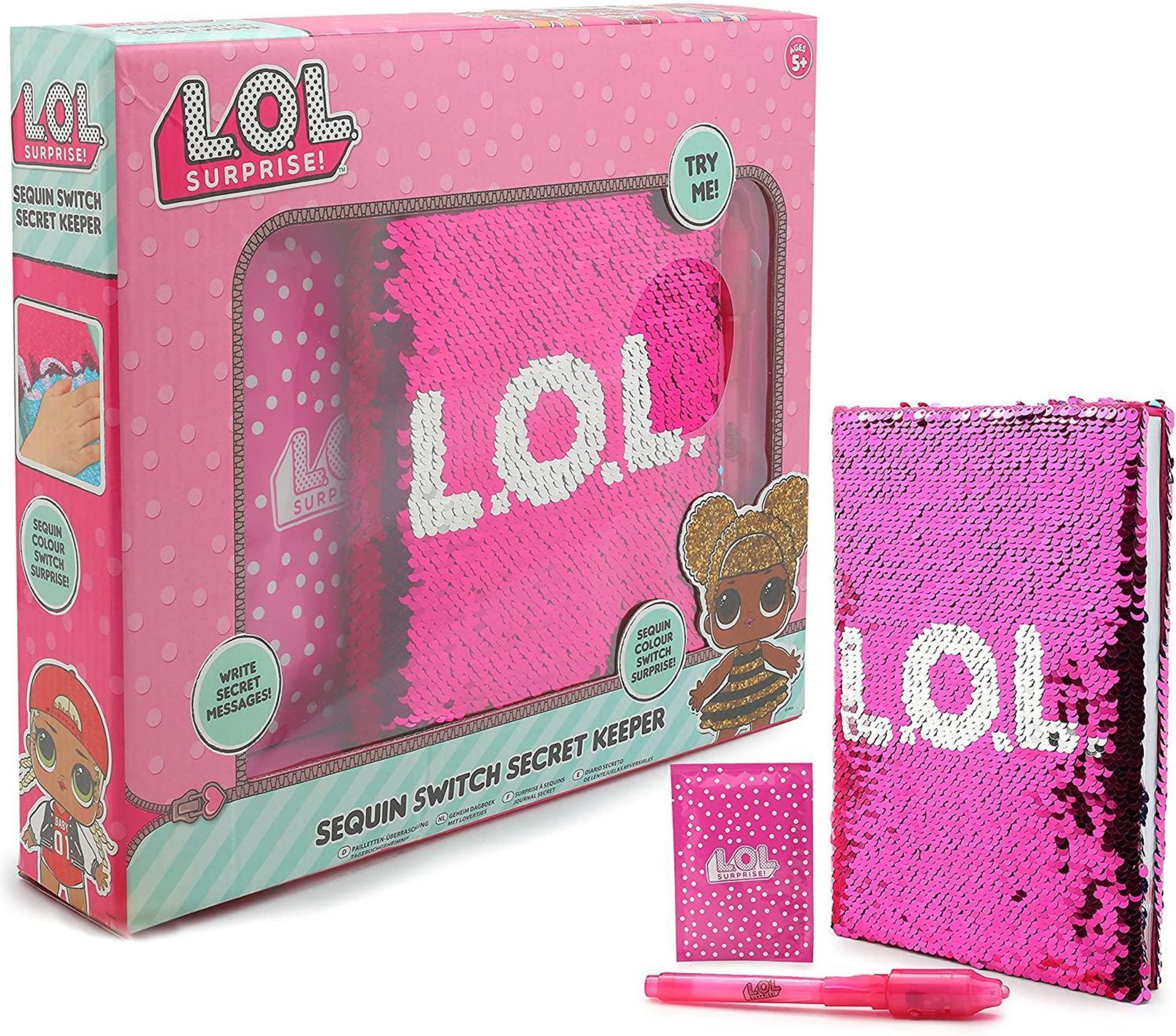 L.O.L. Surprise! Girls Secret Diary Sequin Pink for Girl Children Secret Keeper Journal - £8.86 RRP