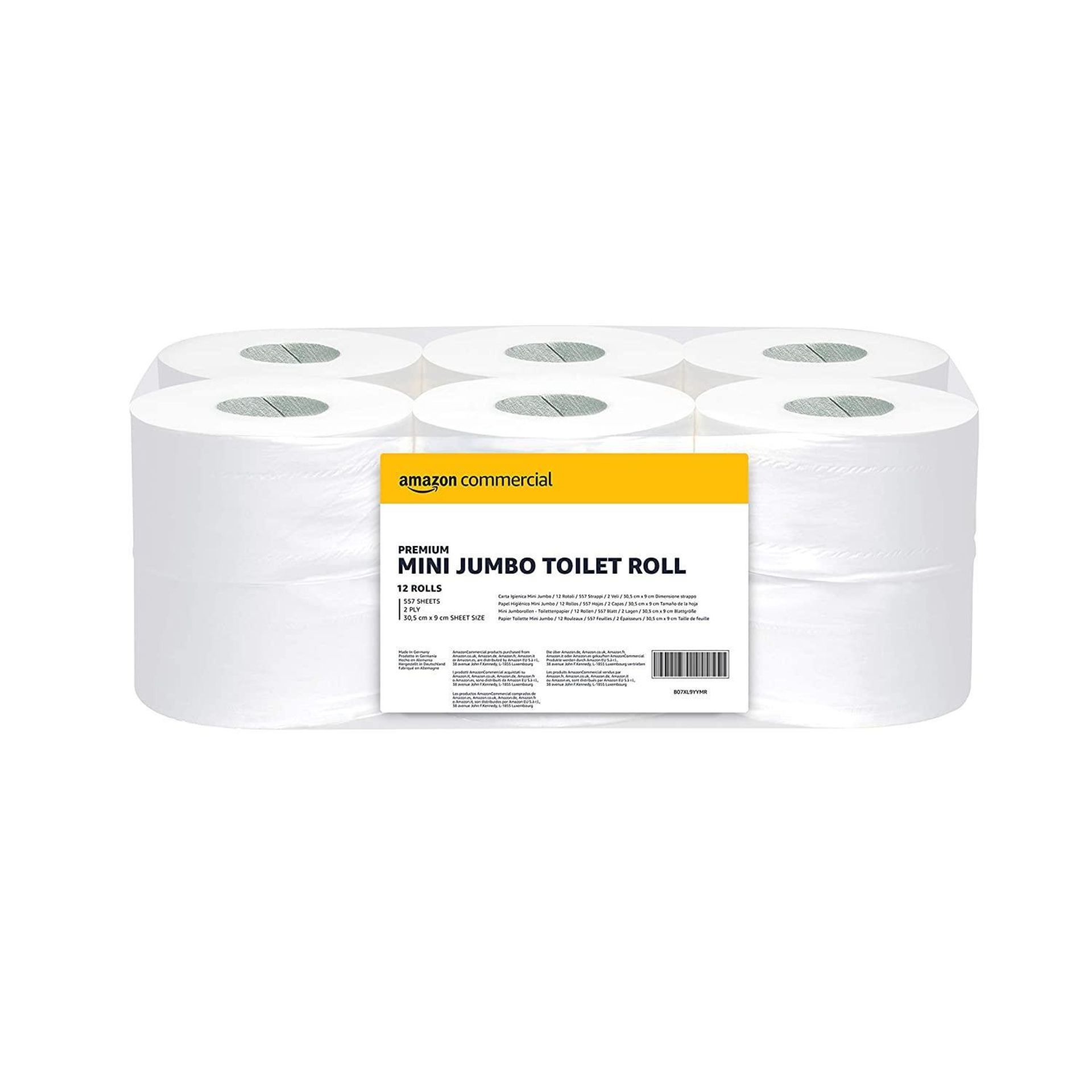 Amazon Commercial Mini Jumbo Toilet Roll 2 PLY Pack of 12 Rolls (557 Sheets/Roll)(416647) £15.99 RRP