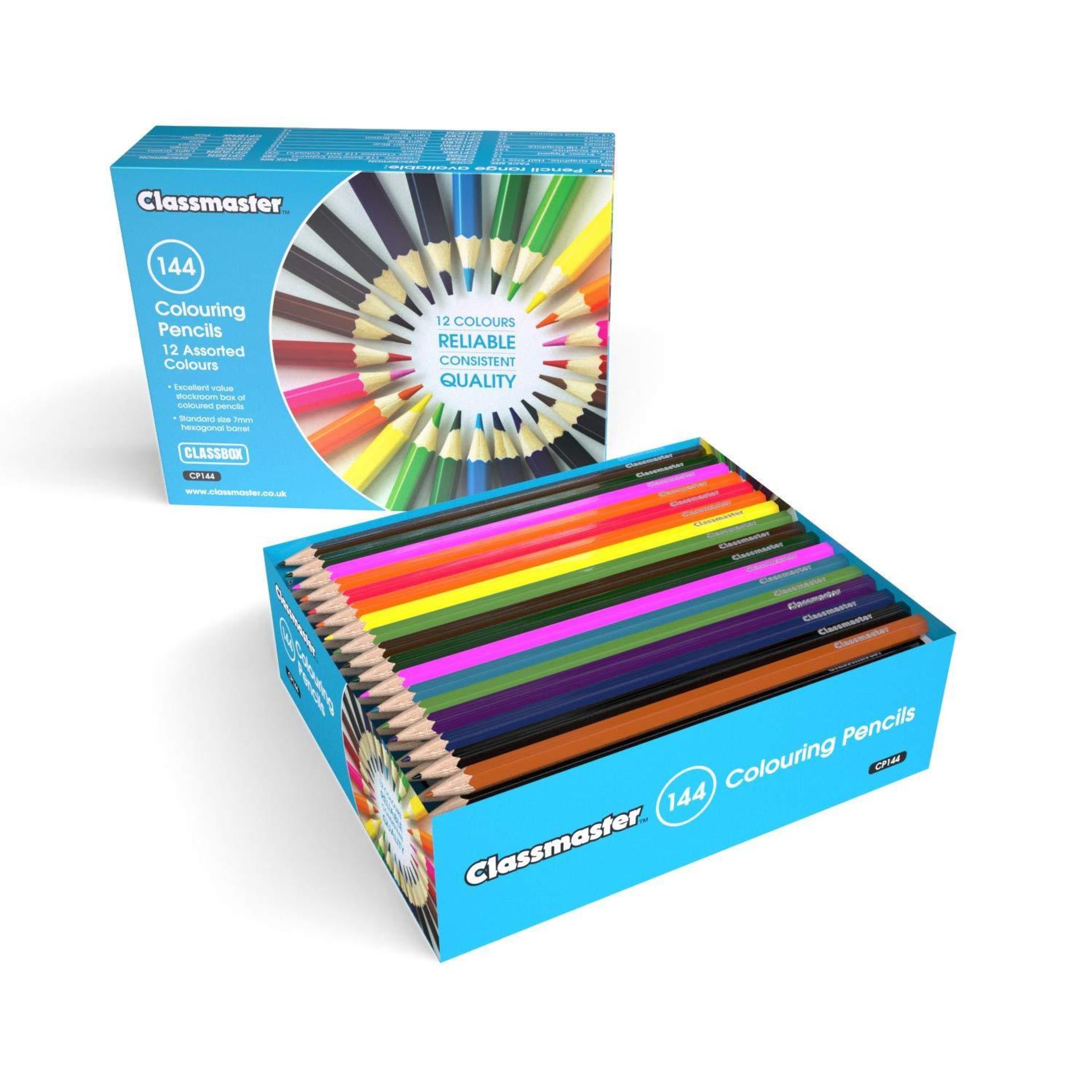 Classmaster Class Box Colouring Pencils – Standard Full-Size, Pre-Sharpened Wooden Set £15.67 RRP
