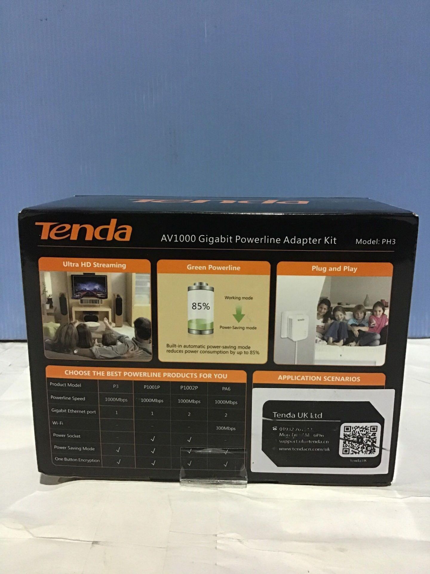 Tenda AV1000 1-Port Gigabit Powerline Adapter, Up to 1000Mbps (PH3),White - Image 2 of 5