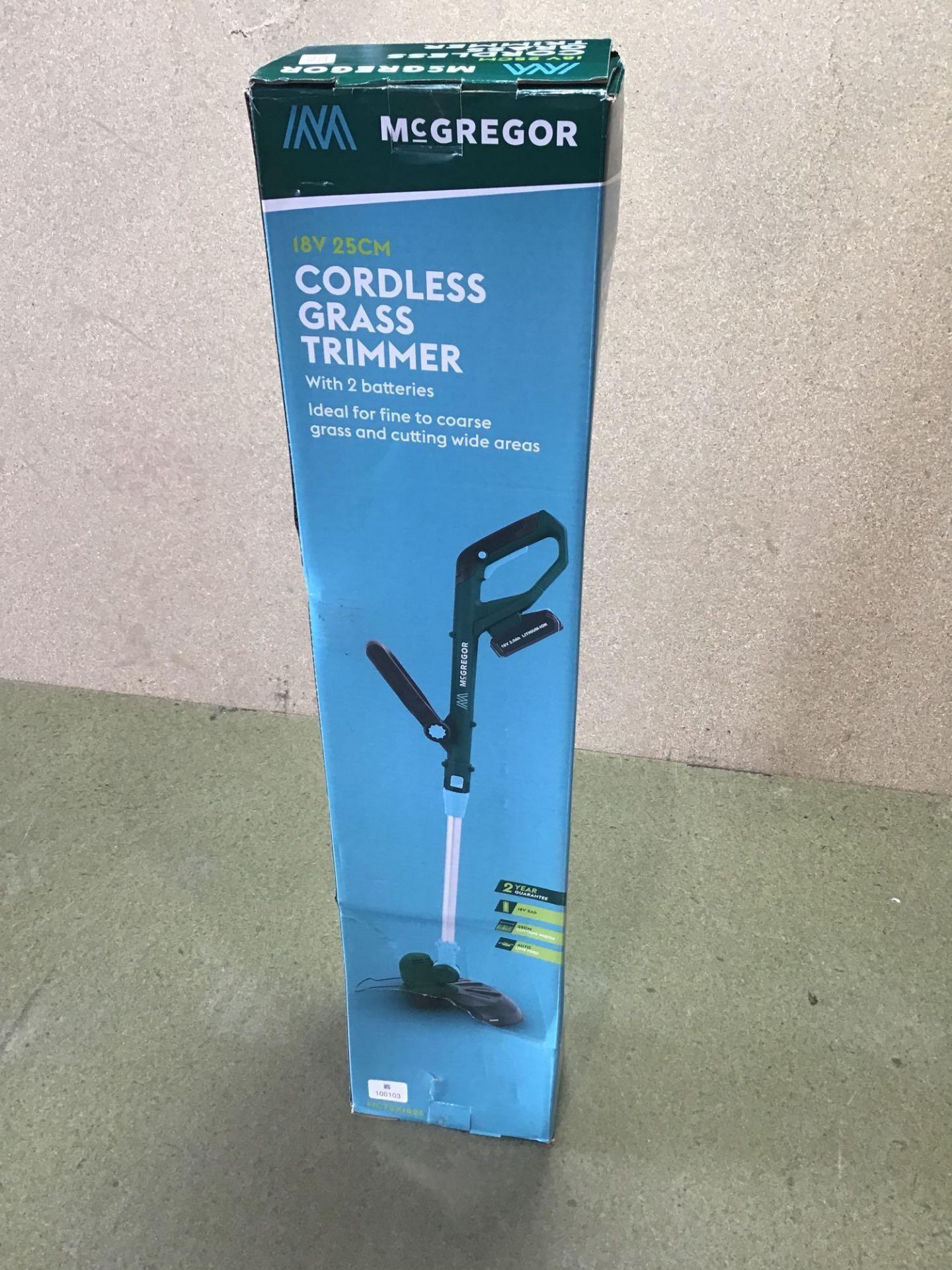 McGregor 25cm Cordless Grass Trimmer with 2 Batteries - 18V - £70.00 RRP