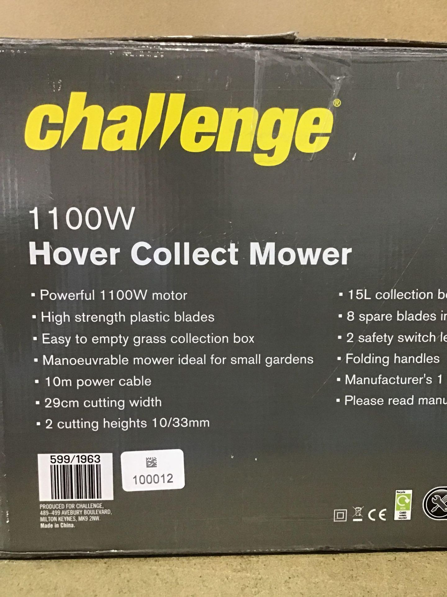 Challenge 29cm Hover Collect Lawnmower - 1100W - £60.00 RRP - Image 3 of 3