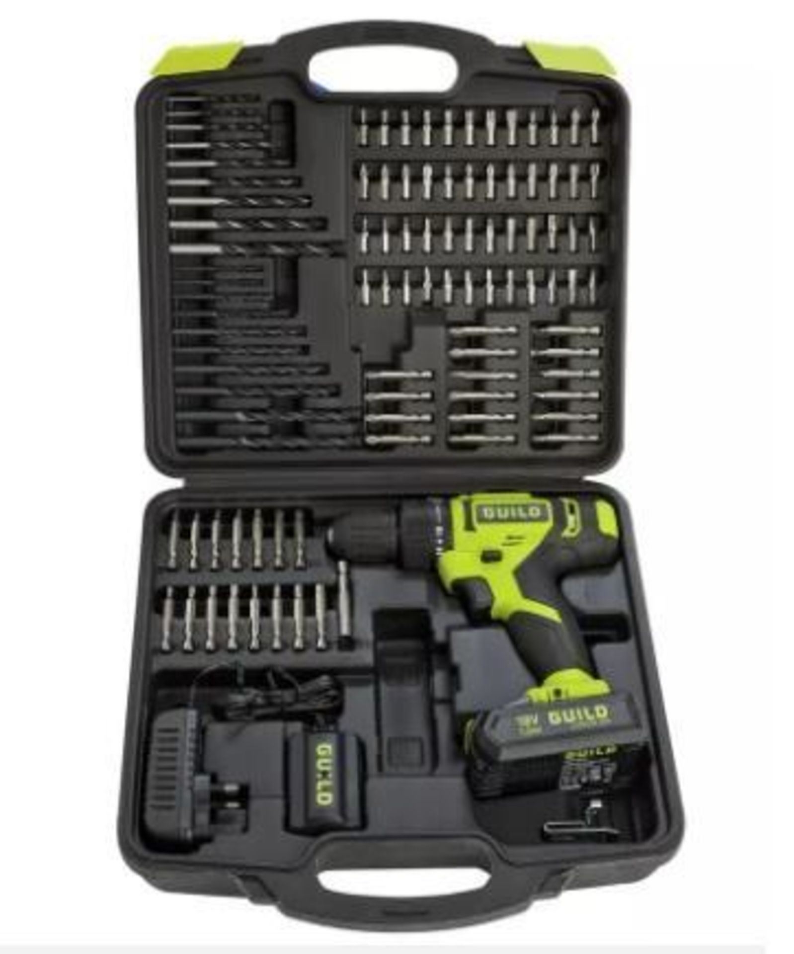 Guild 1.5Ah Cordless Combi Drill with 100 Accessories - 18V - £50.00 RRP