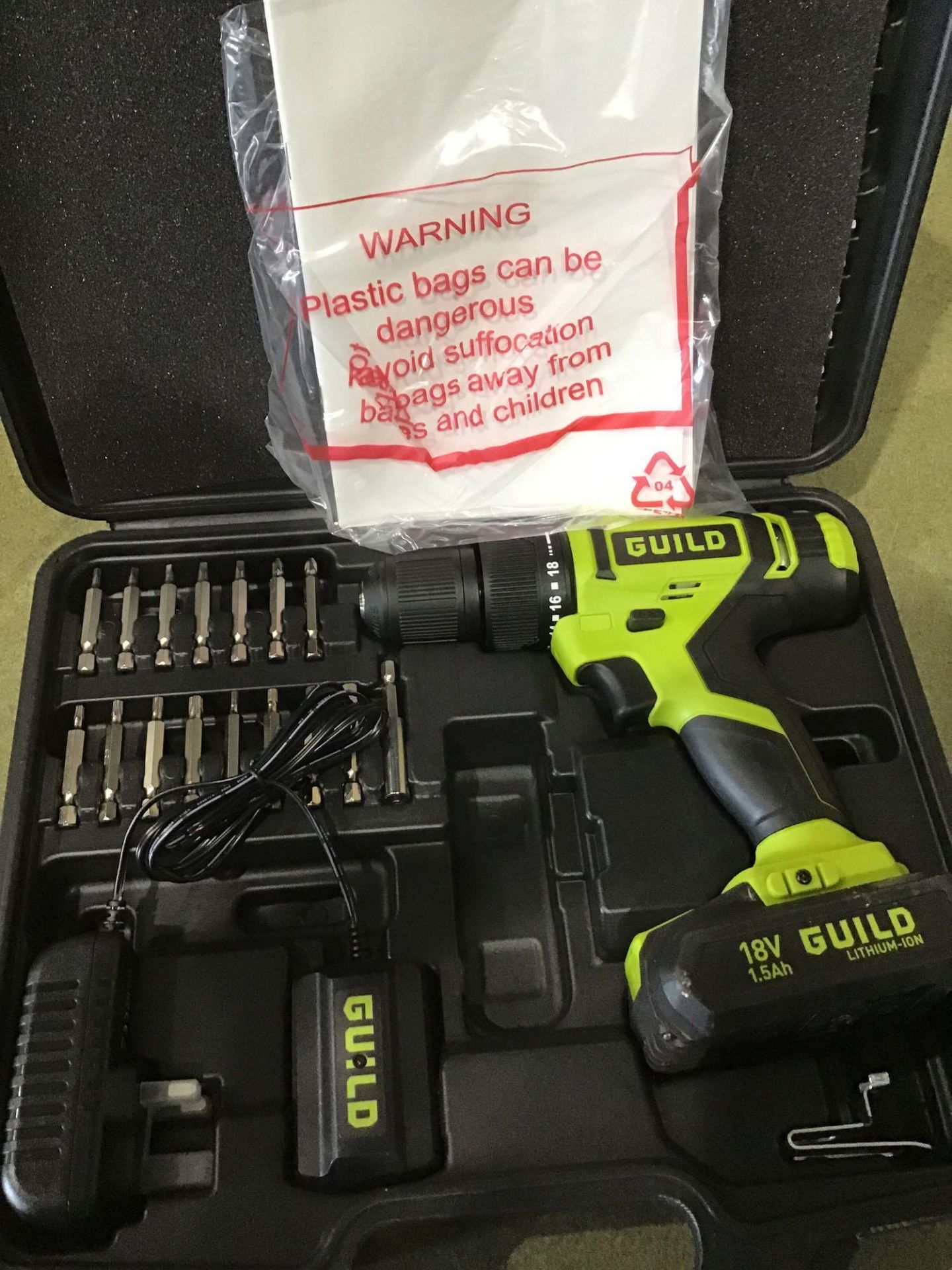 Guild 1.5Ah Cordless Combi Drill with 100 Accessories - 18V - £50.00 RRP - Image 3 of 4