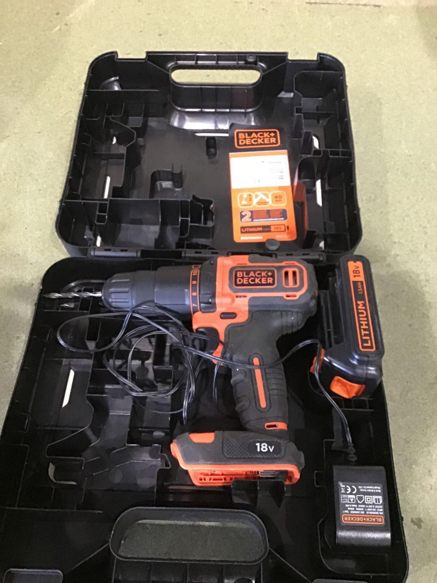 Black + Decker Cordless Hammer Drill with Battery - 18V - £50.00 RRP