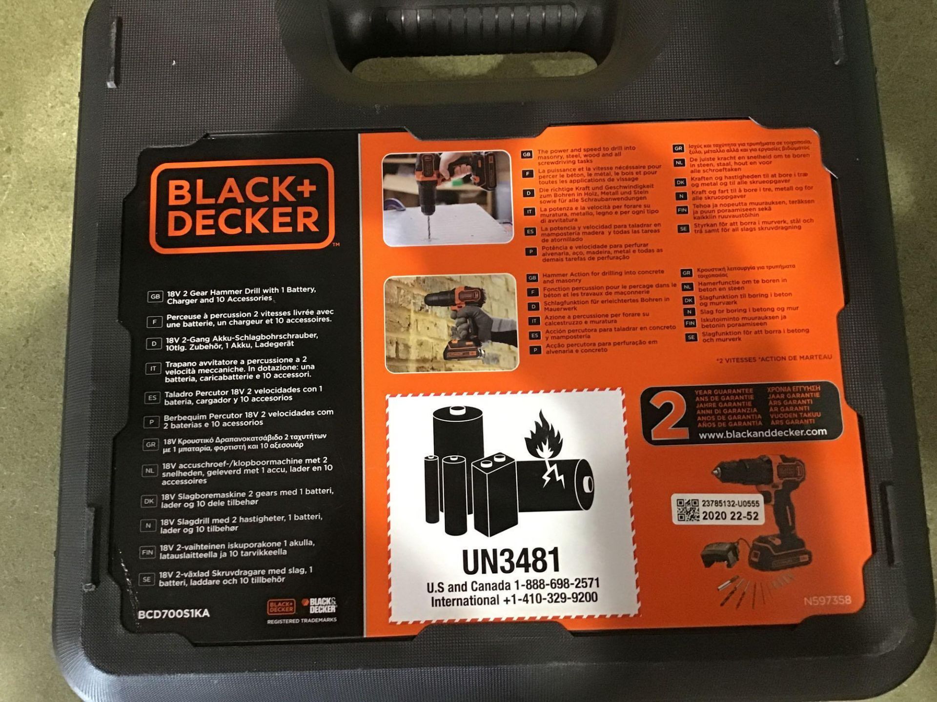 Black + Decker Cordless Hammer Drill with Battery - 18V - £50.00 RRP - Image 2 of 3