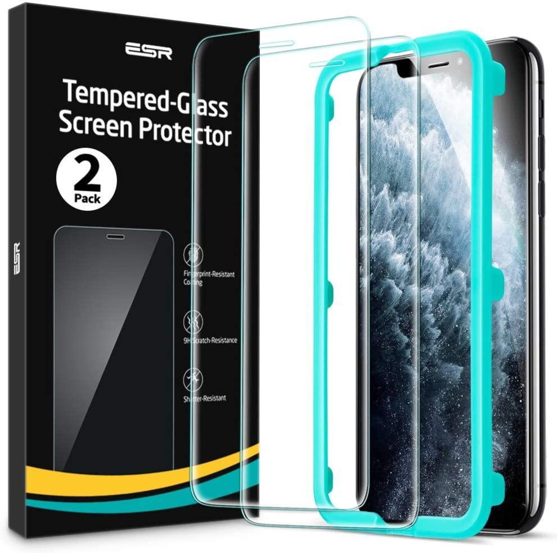 ESR Tempered-Glass Screen Protector for iPhone [2-Pack] with Mounting Frame - £9.99 RRP