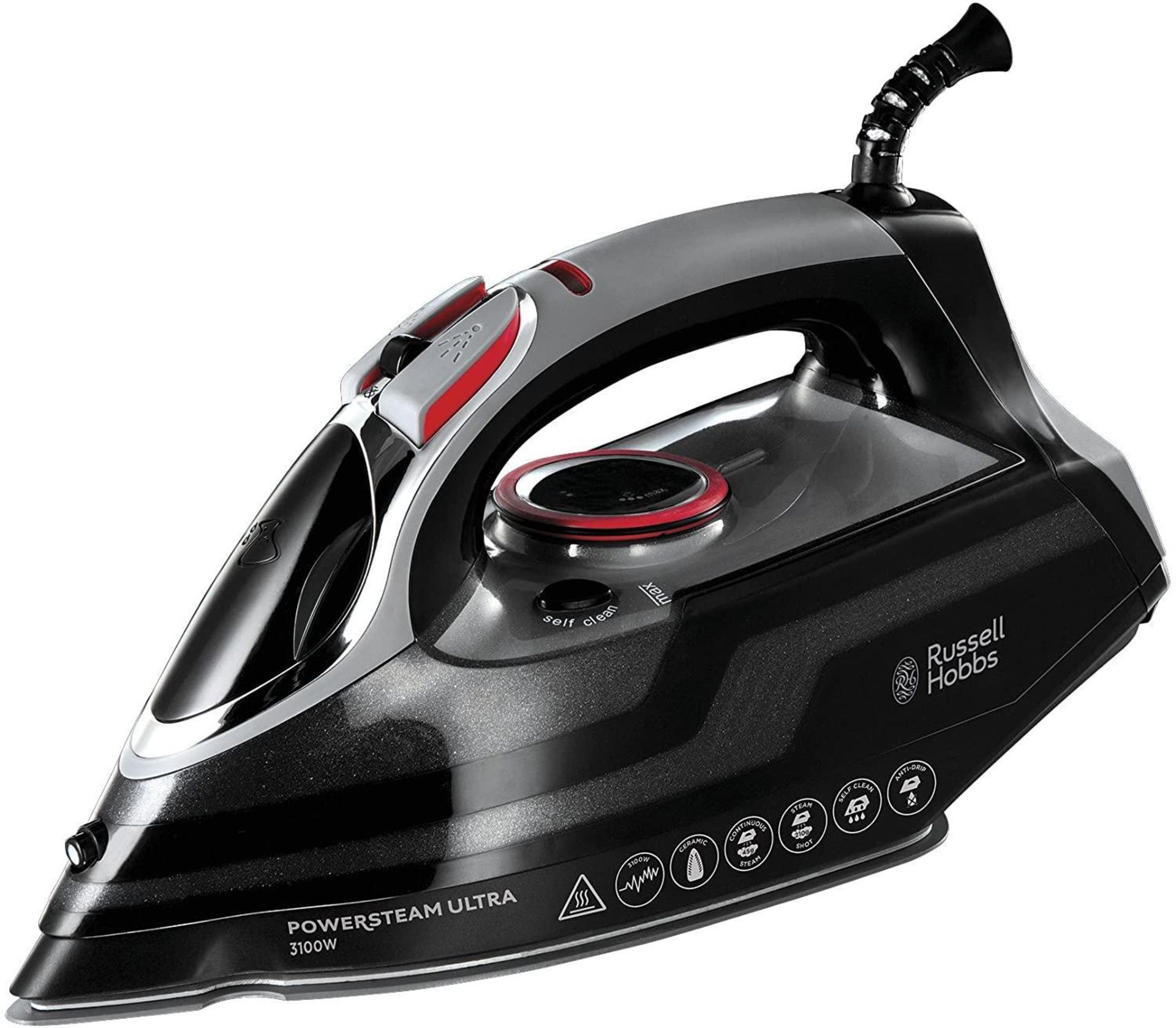 Russell Hobbs Powersteam Ultra 3100 W Vertical Steam Iron 20630 - Black and Grey - £34.99 RRP