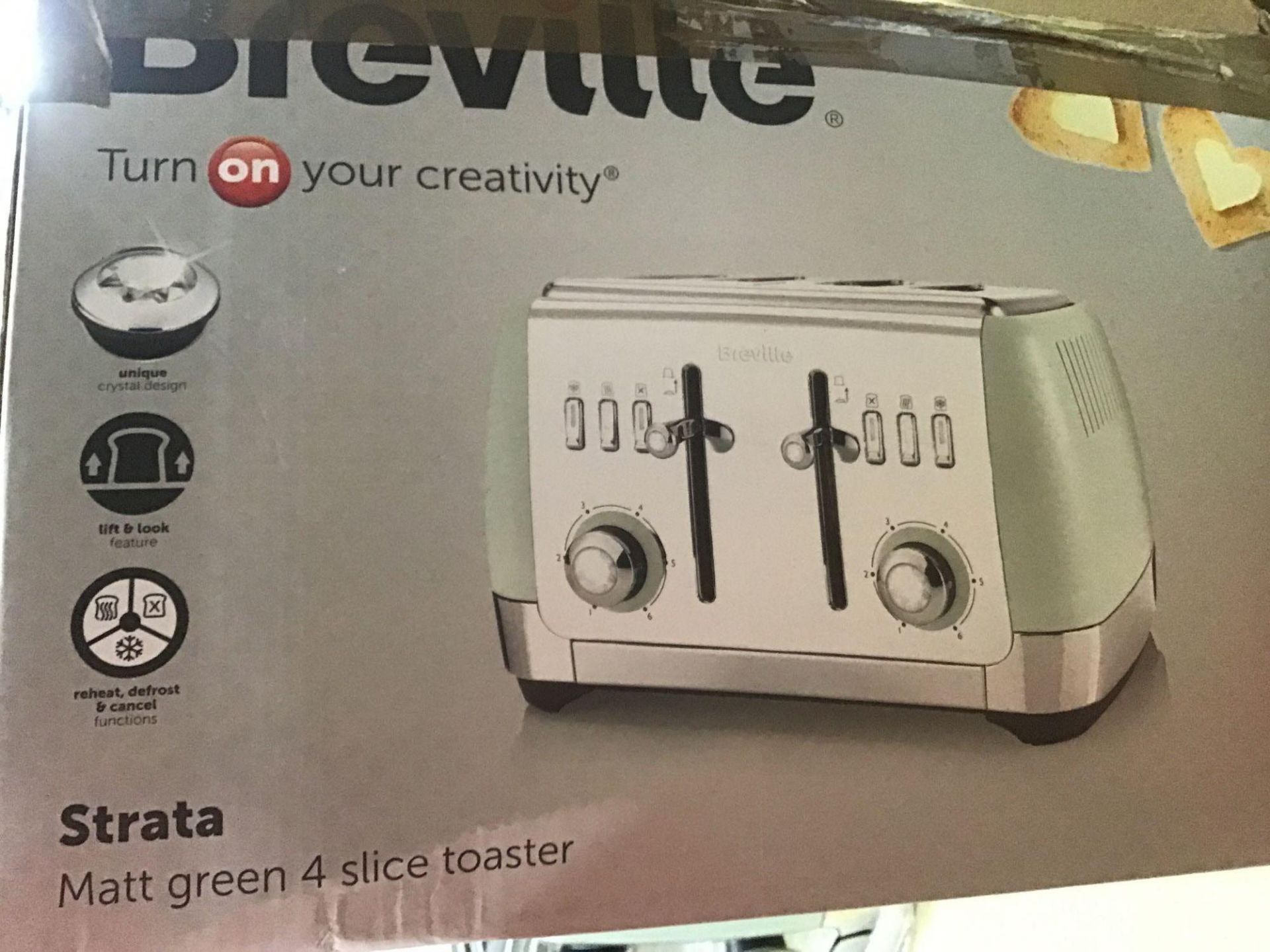 Breville Vtt768 Strata Collection 4 Slice Toaster, Matt Green - Image 3 of 4