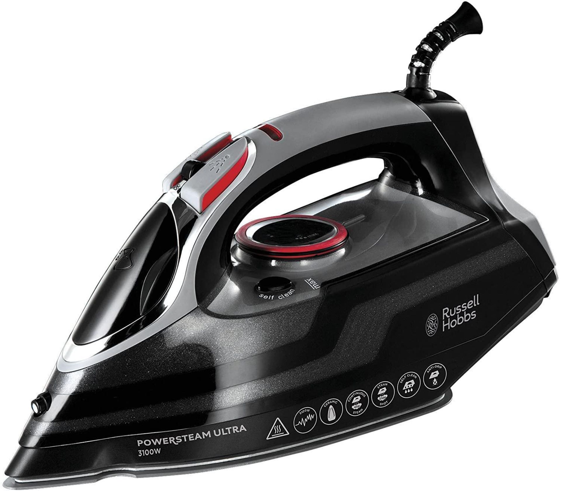 Russell Hobbs Powersteam Ultra 3100 W Vertical Steam Iron 20630 - Black and Grey £34.99 RRP