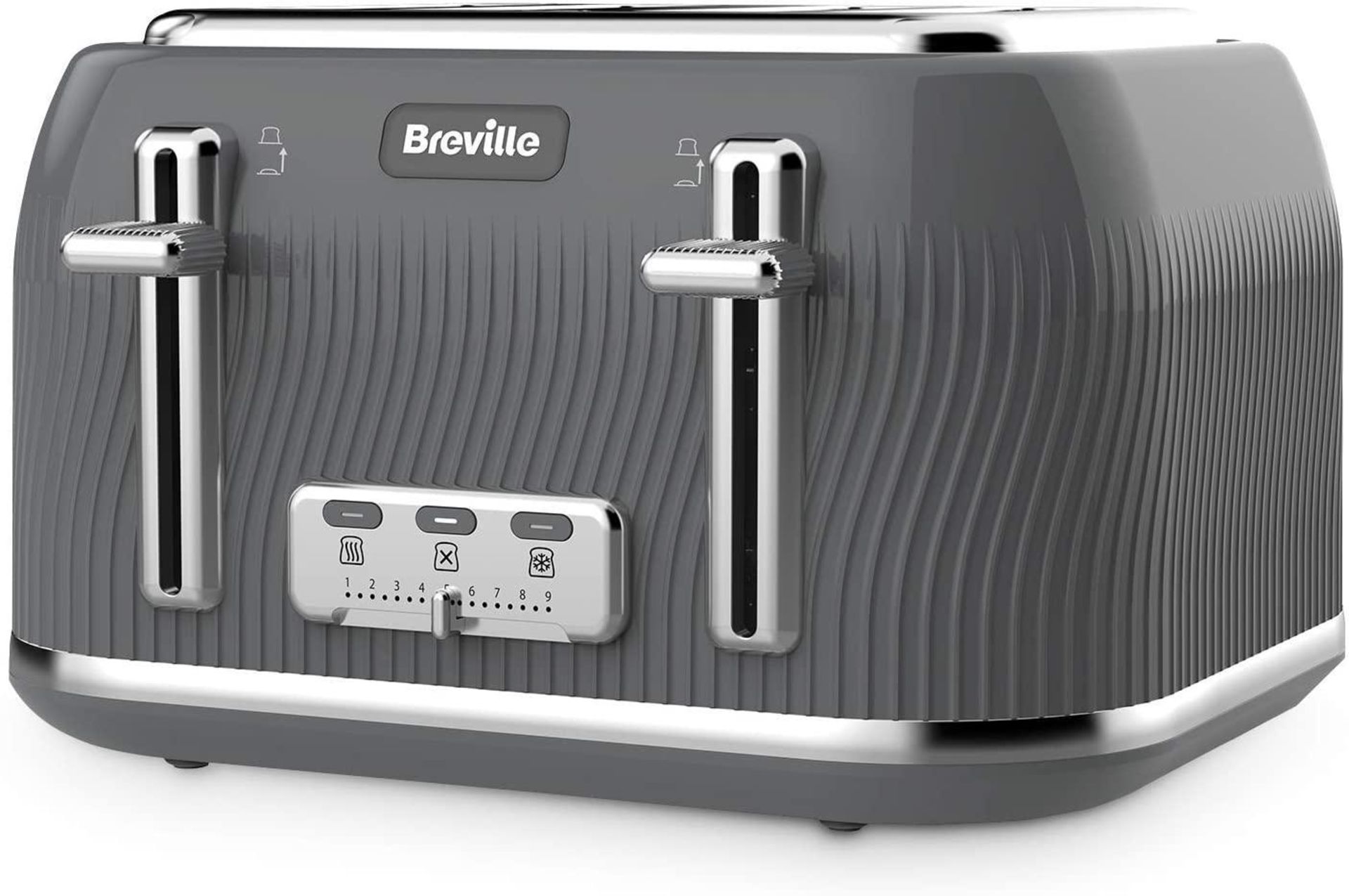 Breville VKT892 Flow 4-Slice Toaster with High-Lift and Wide Slots, Grey £42.99 RRP