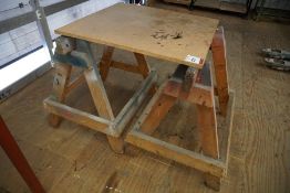 2no. Timber Trestles with Timber Top 790 x 850mm as Lotted