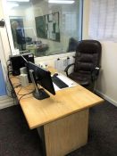 Timber Topped Desk with Integrated Drawers & Mobile Office Armchair as Lotted, I.T Equipment Not