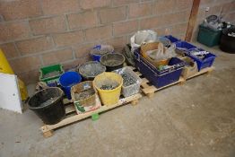 Contents of 2no. Pallets as Illustrated Comprising, Nails, Bolts, Storage Bins,