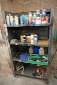 Metal 4-tier Shelving Unit and Contents Comprising; Solvents etc.