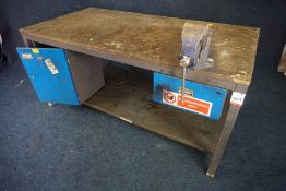 Heavy Duty Steel Frame Workbench with Timber Top 1800 x 900 x 840mm Complete with Irwin Record 4"