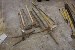 10no. Various Garden Tools Comprising; 3no. Pick Axes, 2no. Scraping Tools, Sledge Hammers etc.