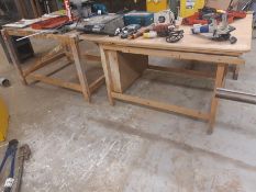 2no. Timber Workbenches 1250 x 1280mm & 1220 x 1550mm, Contents not Included