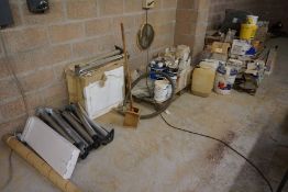 Large Quantity of Tiles, Paints, Solvents, Desk Legs as Illustrated