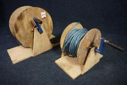 2no. Timber Rope Reels Complete with 2no. Length of Rope