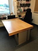 Beech Effect Metal Framed Desk, Chair Not Included