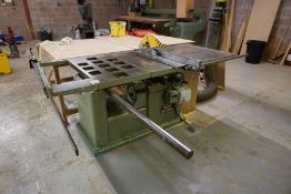 Wadkin Bursgreen Upstroking Table Saw, Machine No. 128GP/S75350, Note: No Part of Extraction Pipe is