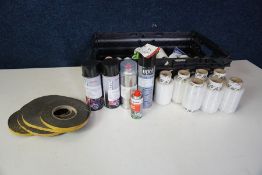 Quantity of Various Sealents, Spray Paints and Pallet Wrap as Lotted