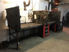 Twin Bay Welded Welders Bench with Welded Steel Dividers & Storage Units, 3500 x 1000 x 1750mm,