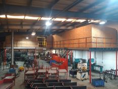 Mezzanine Floor Complete with Steel Staircase, 2no. Loading Docks, 15no. 3m High Boxed Steel Legs,