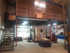 Mezzanine Floor Complete with Steel Staircase, Loading Dock and 6no. 80 x 80mm 3m High Boxed Steel