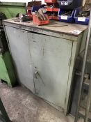 Timber Topped Steel Storage Cabinet Complete with Contents as Illustrated, 910 x 460 x 1030mm,