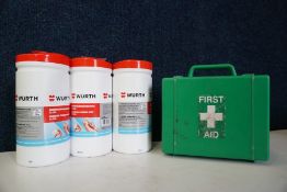 3no. Wurth Universal Cleaning Wipes and First Aid Box as Lotted