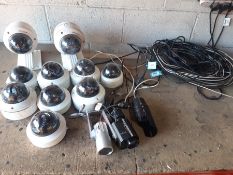 Various CCTV Cameras and Cables Comprising; 2no. Hikvision Cameras with Brackets, 3no. Hikvision