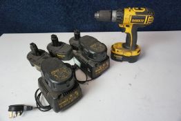 Dewalt DC725 Cordless Drill Complete with 5no. Batteries and 2no. Chargers as Lotted