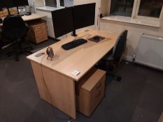 Office Desk and Contents Complete with 2no. Pedestals and 2no. Hanns.G HX194 Monitors, Collection