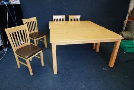 2no. Timber Dining Tables, 1420 x 860mm & 4no. Timber Framed Dining Chairs