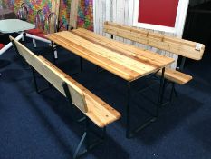 Timber Topped Foldaway Trestle Table & 2no. Benches