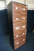 10 Pod Metal, Timber Effect Locker Station, Note: Only Some Keys Present, 800 x 470 x 2070mm