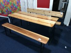 Timber Topped Foldaway Trestle Table & 2no. Benches