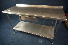 2-Tier Stainless Steel Prep Table with Drawer 1500 x 880 x 610mm