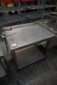 2-Tier Stainless Steel Corner Prep Table with Tin Opener 890 x 860 x 630mm