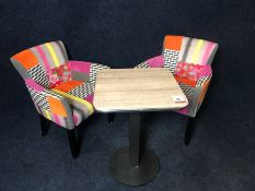 2no. Fabric Armchairs and Round Table as Lotted