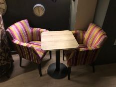 2no. Fabric Armchair and Square Rounded Table as Lotted