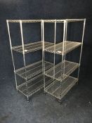 2no. Chrome 4-Tier Wired Shelving Racks, 910 x 450 x 1650mm