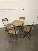 4no. Metal Famed Timber foldaway Chairs and Table