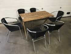 Foldaway Timber Dining Table & 6no. Aluminium Framed Outdoor Chairs