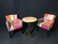 2no. Fabric Armchairs and Round Table as Lotted