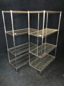 2no. Chrome 4-Tier Wired Shelving Racks, 910 x 450 x 1650mm