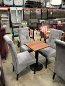 3no. Timber Highback Dining Chairs and Square Coffee Table as Lotted