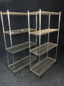 2no. Chrome 4-Tier Wired Shelving Racks, 900 x 350 x 1640mm